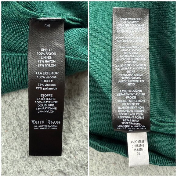 White House Black Market Dress Womens Extra Small Green Tunic Long Sleeve WHBM 1 - Picture 6 of 9